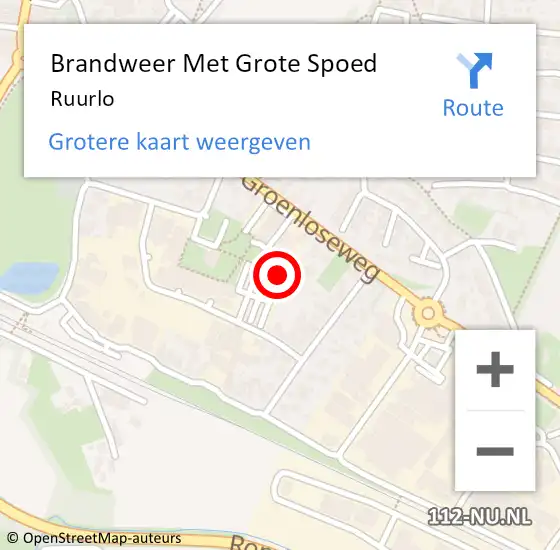 Locatie op kaart van de 112 melding: Brandweer Met Grote Spoed Naar Ruurlo op 13 november 2024 16:42