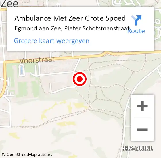 Locatie op kaart van de 112 melding: Ambulance Met Zeer Grote Spoed Naar Egmond aan Zee, Pieter Schotsmanstraat op 13 november 2024 16:58