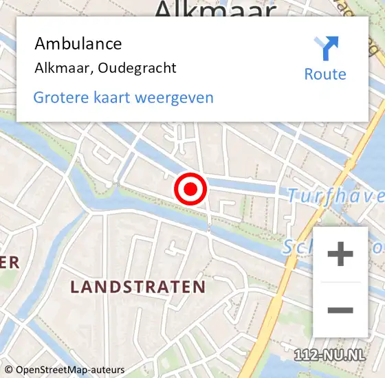 Locatie op kaart van de 112 melding: Ambulance Alkmaar, Oudegracht op 13 november 2024 17:07