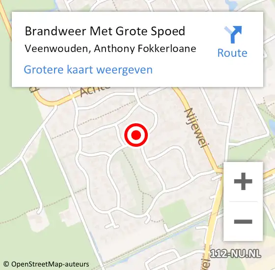 Locatie op kaart van de 112 melding: Brandweer Met Grote Spoed Naar Veenwouden, Anthony Fokkerloane op 13 november 2024 17:10