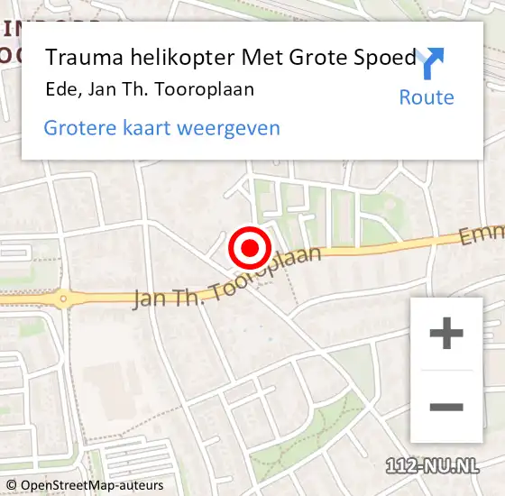 Locatie op kaart van de 112 melding: Trauma helikopter Met Grote Spoed Naar Ede, Jan Th. Tooroplaan op 13 november 2024 17:40