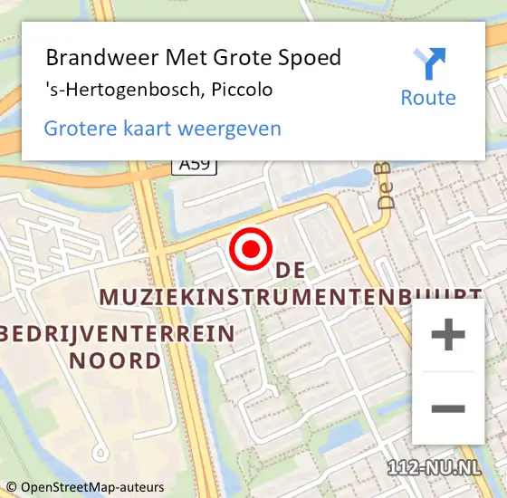 Locatie op kaart van de 112 melding: Brandweer Met Grote Spoed Naar 's-Hertogenbosch, Piccolo op 13 november 2024 17:42