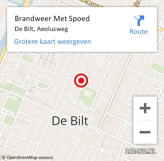 Locatie op kaart van de 112 melding: Brandweer Met Spoed Naar De Bilt, Aeolusweg op 13 november 2024 17:52