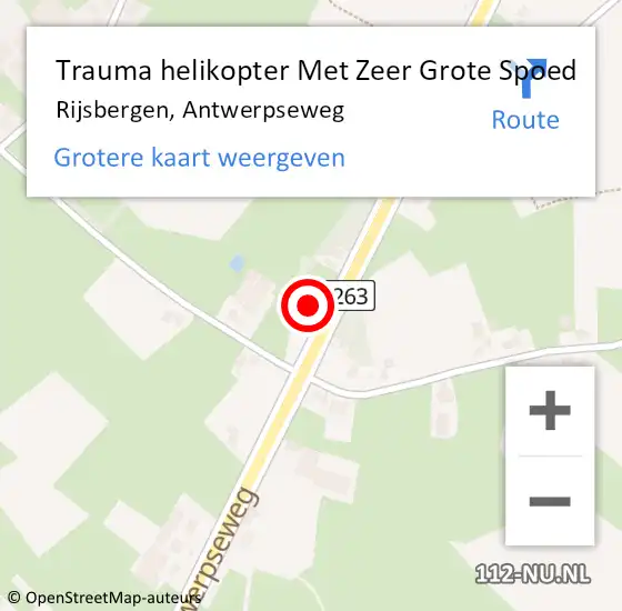 Locatie op kaart van de 112 melding: Trauma helikopter Met Zeer Grote Spoed Naar Rijsbergen, Antwerpseweg op 13 november 2024 17:54