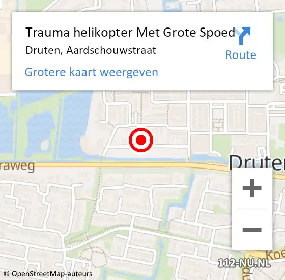 Locatie op kaart van de 112 melding: Trauma helikopter Met Grote Spoed Naar Druten, Aardschouwstraat op 13 november 2024 17:55