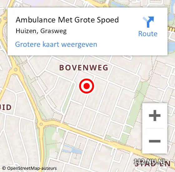 Locatie op kaart van de 112 melding: Ambulance Met Grote Spoed Naar Huizen, Grasweg op 26 oktober 2014 22:25