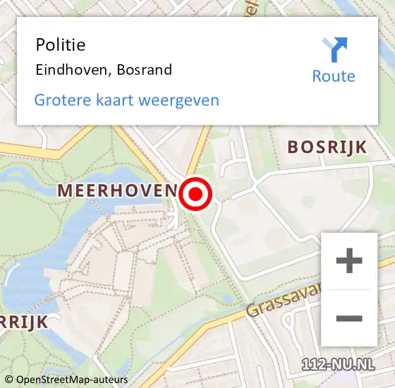 Locatie op kaart van de 112 melding: Politie Eindhoven, Bosrand op 13 november 2024 18:19