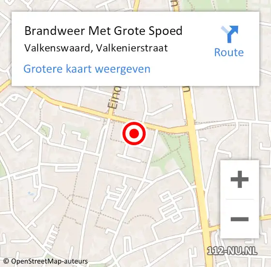 Locatie op kaart van de 112 melding: Brandweer Met Grote Spoed Naar Valkenswaard, Valkenierstraat op 13 november 2024 18:25