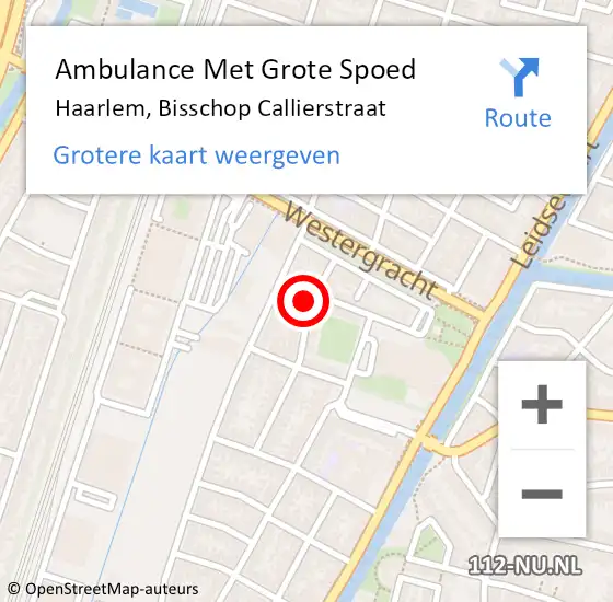 Locatie op kaart van de 112 melding: Ambulance Met Grote Spoed Naar Haarlem, Bisschop Callierstraat op 13 november 2024 18:38