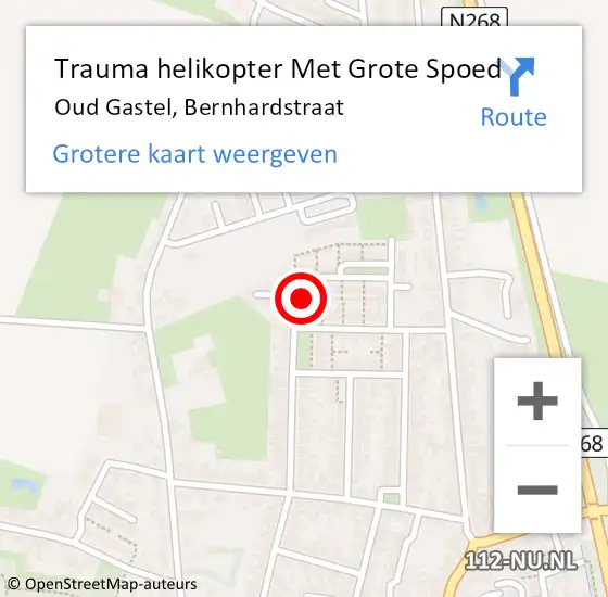 Locatie op kaart van de 112 melding: Trauma helikopter Met Grote Spoed Naar Oud Gastel, Bernhardstraat op 13 november 2024 18:47