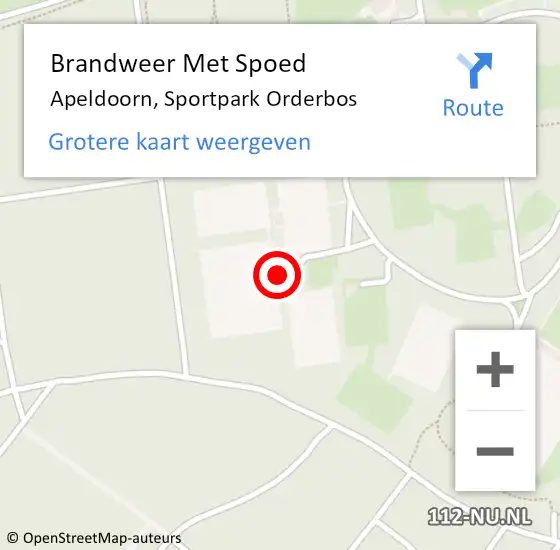 Locatie op kaart van de 112 melding: Brandweer Met Spoed Naar Apeldoorn, Sportpark Orderbos op 13 november 2024 18:52