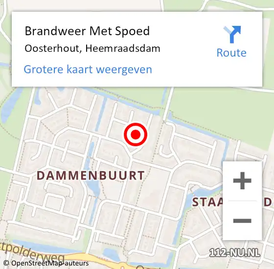 Locatie op kaart van de 112 melding: Brandweer Met Spoed Naar Oosterhout, Heemraadsdam op 13 november 2024 18:58