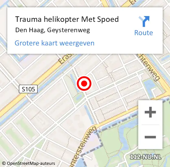 Locatie op kaart van de 112 melding: Trauma helikopter Met Spoed Naar Den Haag, Geysterenweg op 13 november 2024 19:08