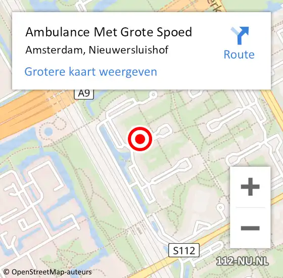 Locatie op kaart van de 112 melding: Ambulance Met Grote Spoed Naar Amsterdam, Nieuwersluishof op 13 november 2024 19:08