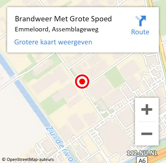 Locatie op kaart van de 112 melding: Brandweer Met Grote Spoed Naar Emmeloord, Assemblageweg op 13 november 2024 19:08