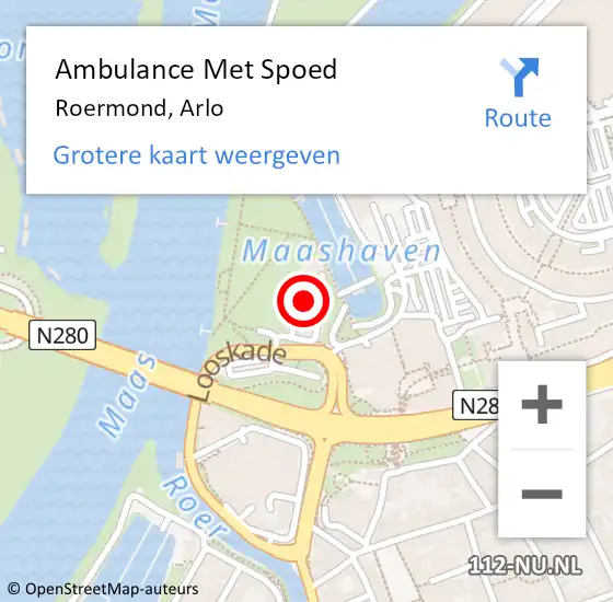 Locatie op kaart van de 112 melding: Ambulance Met Spoed Naar Roermond, Arlo op 13 november 2024 19:08