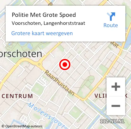 Locatie op kaart van de 112 melding: Politie Met Grote Spoed Naar Voorschoten, Langenhorststraat op 13 november 2024 19:43