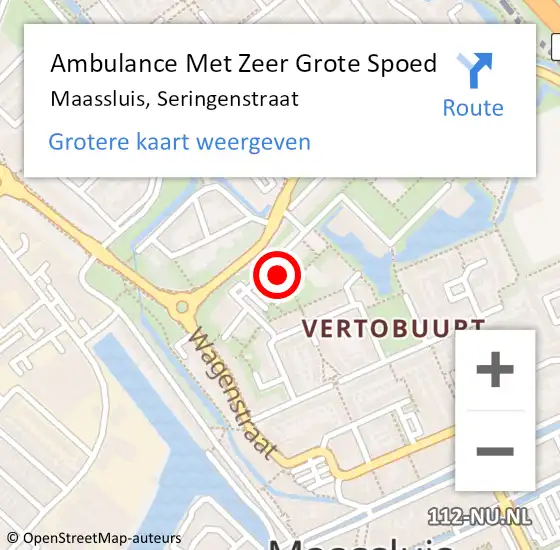 Locatie op kaart van de 112 melding: Ambulance Met Zeer Grote Spoed Naar Maassluis, Seringenstraat op 13 november 2024 19:47