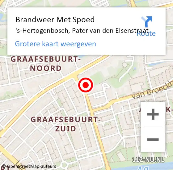 Locatie op kaart van de 112 melding: Brandweer Met Spoed Naar 's-Hertogenbosch, Pater van den Elsenstraat op 13 november 2024 20:04