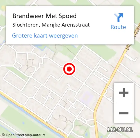 Locatie op kaart van de 112 melding: Brandweer Met Spoed Naar Slochteren, Marijke Arensstraat op 13 november 2024 20:06