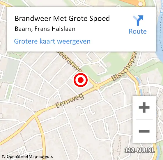 Locatie op kaart van de 112 melding: Brandweer Met Grote Spoed Naar Baarn, Frans Halslaan op 13 november 2024 20:07