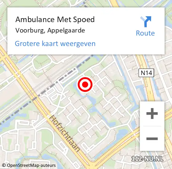 Locatie op kaart van de 112 melding: Ambulance Met Spoed Naar Voorburg, Appelgaarde op 13 november 2024 20:23