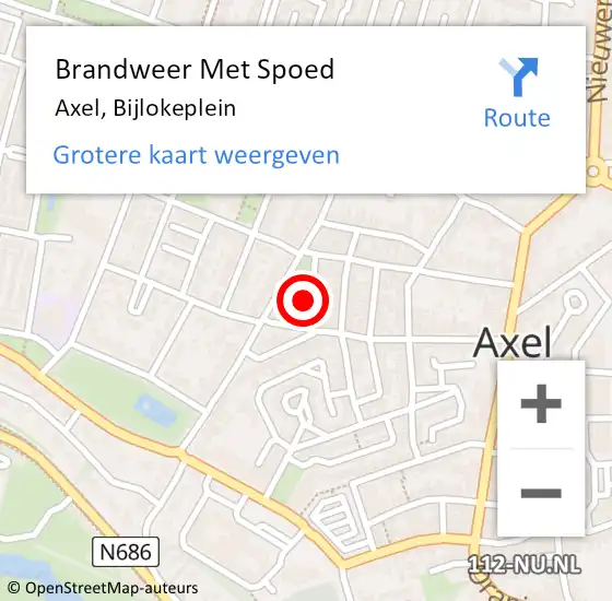 Locatie op kaart van de 112 melding: Brandweer Met Spoed Naar Axel, Bijlokeplein op 13 november 2024 20:48