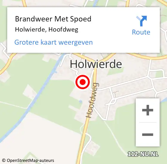 Locatie op kaart van de 112 melding: Brandweer Met Spoed Naar Holwierde, Hoofdweg op 13 november 2024 21:01