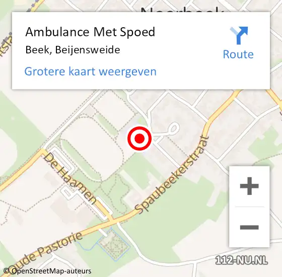 Locatie op kaart van de 112 melding: Ambulance Met Spoed Naar Beek, Beijensweide op 26 oktober 2014 22:57