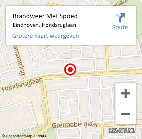 Locatie op kaart van de 112 melding: Brandweer Met Spoed Naar Eindhoven, Hondsruglaan op 13 november 2024 21:45