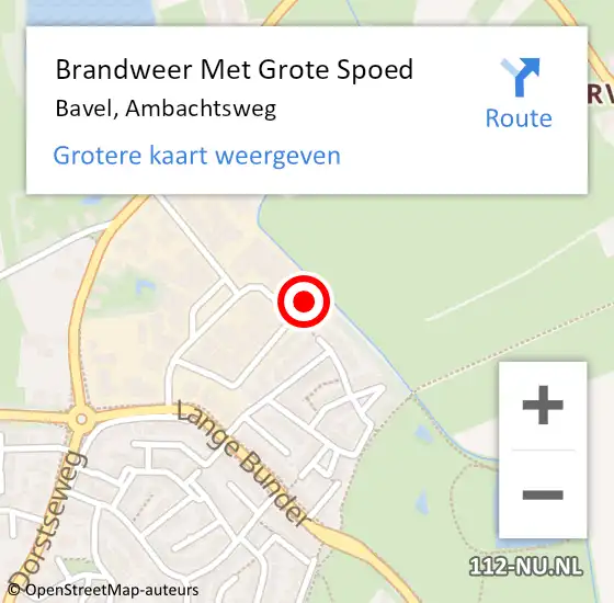 Locatie op kaart van de 112 melding: Brandweer Met Grote Spoed Naar Bavel, Ambachtsweg op 13 november 2024 21:49