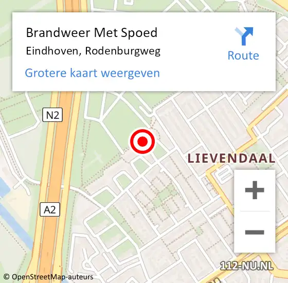 Locatie op kaart van de 112 melding: Brandweer Met Spoed Naar Eindhoven, Rodenburgweg op 13 november 2024 21:50