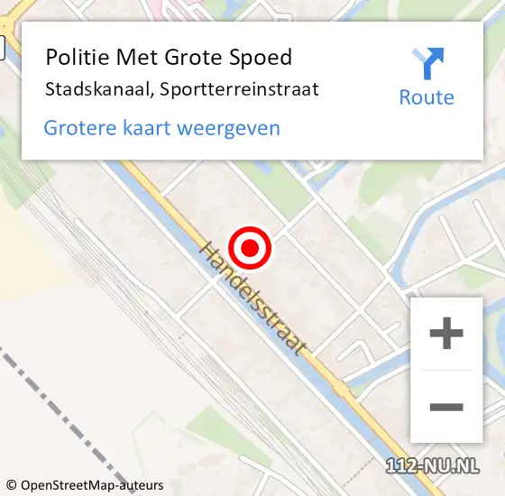 Locatie op kaart van de 112 melding: Politie Met Grote Spoed Naar Stadskanaal, Sportterreinstraat op 13 november 2024 21:52