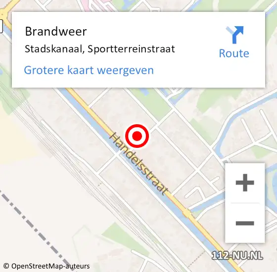 Locatie op kaart van de 112 melding: Brandweer Stadskanaal, Sportterreinstraat op 13 november 2024 21:54