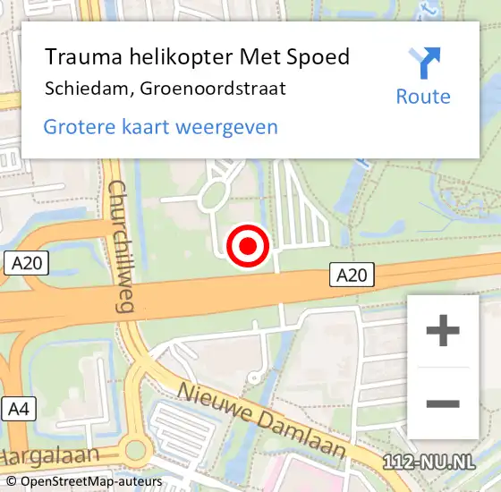 Locatie op kaart van de 112 melding: Trauma helikopter Met Spoed Naar Schiedam, Groenoordstraat op 13 november 2024 21:59