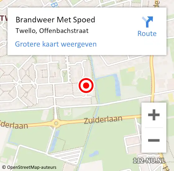 Locatie op kaart van de 112 melding: Brandweer Met Spoed Naar Twello, Offenbachstraat op 13 november 2024 22:01