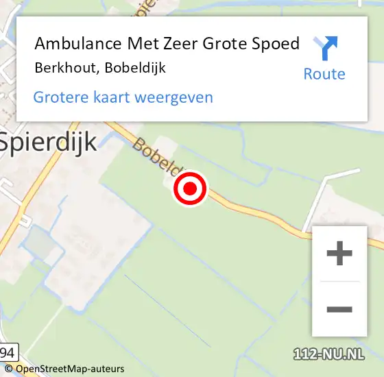 Locatie op kaart van de 112 melding: Ambulance Met Zeer Grote Spoed Naar Berkhout, Bobeldijk op 13 november 2024 22:19