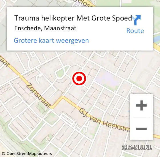 Locatie op kaart van de 112 melding: Trauma helikopter Met Grote Spoed Naar Enschede, Maanstraat op 13 november 2024 22:19