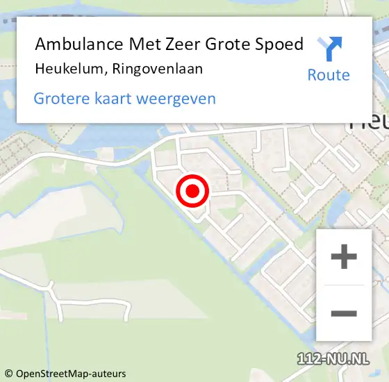 Locatie op kaart van de 112 melding: Ambulance Met Zeer Grote Spoed Naar Heukelum, Ringovenlaan op 13 november 2024 22:24