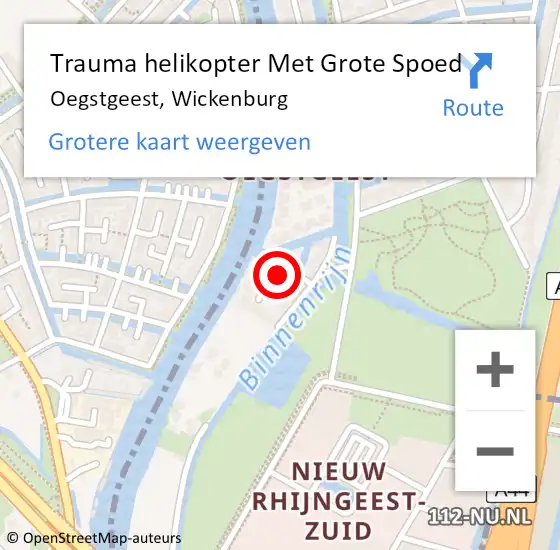 Locatie op kaart van de 112 melding: Trauma helikopter Met Grote Spoed Naar Oegstgeest, Wickenburg op 13 november 2024 22:39