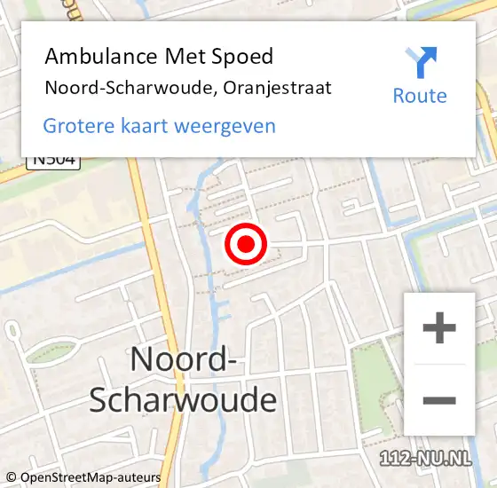 Locatie op kaart van de 112 melding: Ambulance Met Spoed Naar Noord-Scharwoude, Oranjestraat op 13 november 2024 22:40