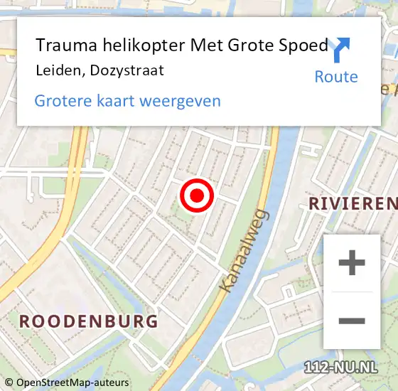 Locatie op kaart van de 112 melding: Trauma helikopter Met Grote Spoed Naar Leiden, Dozystraat op 13 november 2024 23:15