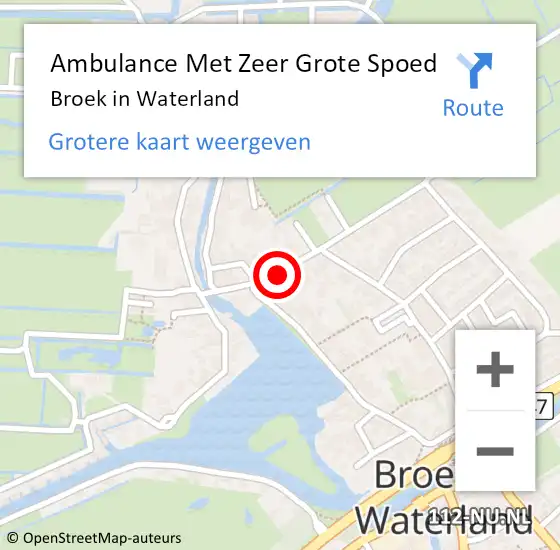 Locatie op kaart van de 112 melding: Ambulance Met Zeer Grote Spoed Naar Broek in Waterland op 13 november 2024 23:15