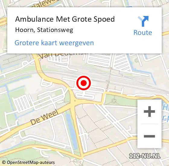 Locatie op kaart van de 112 melding: Ambulance Met Grote Spoed Naar Hoorn, Stationsweg op 13 november 2024 23:32