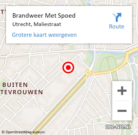 Locatie op kaart van de 112 melding: Brandweer Met Spoed Naar Utrecht, Maliestraat op 13 november 2024 23:37