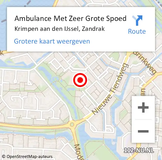 Locatie op kaart van de 112 melding: Ambulance Met Zeer Grote Spoed Naar Krimpen aan den IJssel, Zandrak op 13 november 2024 23:42