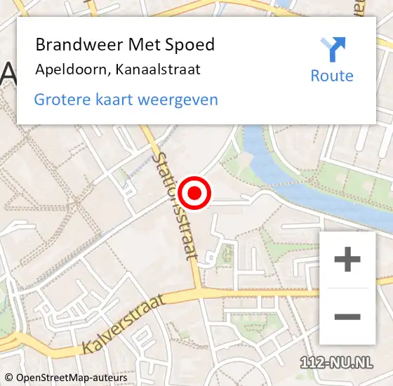 Locatie op kaart van de 112 melding: Brandweer Met Spoed Naar Apeldoorn, Kanaalstraat op 13 november 2024 23:45