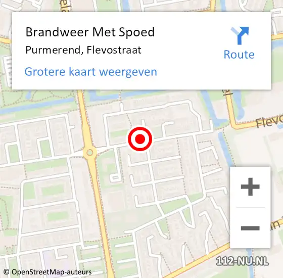 Locatie op kaart van de 112 melding: Brandweer Met Spoed Naar Purmerend, Flevostraat op 14 november 2024 00:43