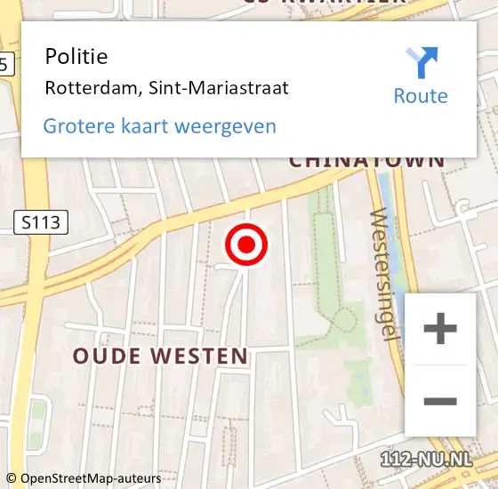 Locatie op kaart van de 112 melding: Politie Rotterdam, Sint-Mariastraat op 14 november 2024 00:49