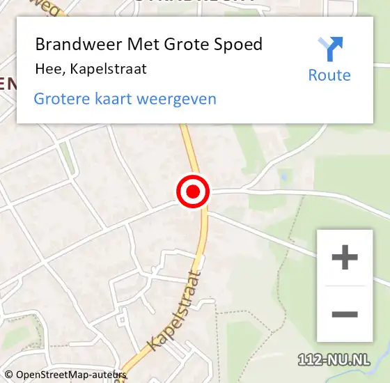 Locatie op kaart van de 112 melding: Brandweer Met Grote Spoed Naar Hee, Kapelstraat op 26 oktober 2014 23:22